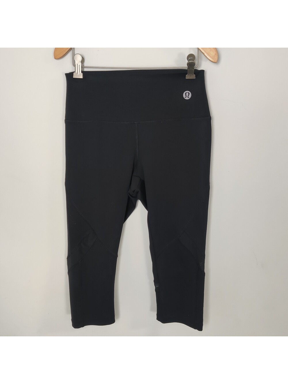 Black High Waist Cropped Athletic Leggings Capri Mesh Inset Tights 2XL
